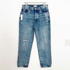 NWT Betro Simone High Rise Button Fly Straight Leg Blue Jeans Boho Rigid Size 29